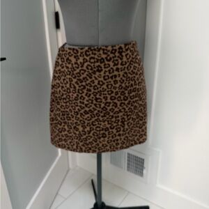 LOFT Brown Animal Print Leopard Mini Skirt 10